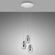 Chroomkleurige LED hanglamp Fedora met 3 lampjes