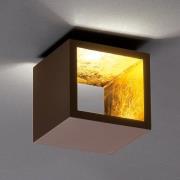 Dobbelsteen LED-plafondlamp Cubò, bruin, goud
