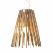 Fabbian Stick hout-hanglamp, kegelvormig