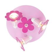 Plafondlamp bloem, roze, rond, 3-lamps