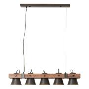 Hanglamp Plow 5-lamps, zwart/donker hout