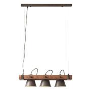 Hanglamp Plow 3-lamps, zwart/hout donker