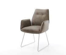 DELIFE Eetkamerstoel Zoa-Flex microvelours taupe vintage slipframe roe...