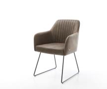 DELIFE Eetkamerstoel Greg-Flex microvelours taupe vintage slipframe zw...