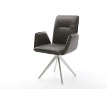 DELIFE Eetkamerstoel Vinja-Flex microvelours antraciet vintage kruisfr...