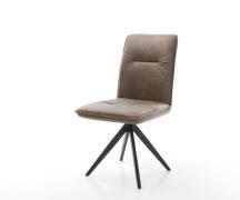 DELIFE Eetkamerstoel Vinjo-Flex microvelours taupe vintage kruisframe ...