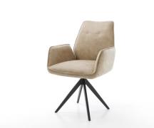DELIFE Eetkamerstoel Zoa-Flex microvelours beige vintage kruisframe ho...