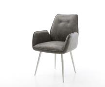 DELIFE Eetkamerstoel Zoa-Flex microvelours grijs antiek 4-poot conisch...