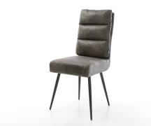 DELIFE Eetkamerstoel Pela-Flex microvelours grijs antiek 4-poot conisc...