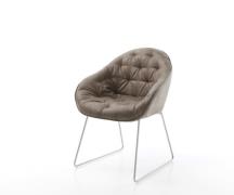 DELIFE Eetkamerstoel Gaio-Flex microvelours taupe vintage slipframe ro...