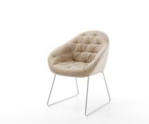 DELIFE Eetkamerstoel Gaio-Flex microvelours beige vintage slipframe ro...