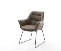 DELIFE Eetkamerstoel Kaira-Flex microvelours taupe vintage slipframe z...