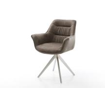 DELIFE Eetkamerstoel Kaira-Flex microvelours taupe vintage kruisframe ...