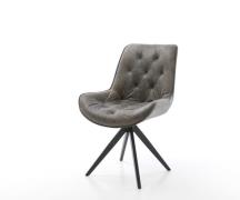 DELIFE Eetkamerstoel Taimi-Flex microvelours grijs antiek kruisframe h...