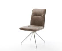 DELIFE Eetkamerstoel Vinjo-Flex microvelours taupe vintage kruisframe ...