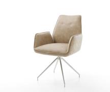 DELIFE Eetkamerstoel Zoa-Flex microvelours beige vintage kruisframe co...