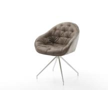 DELIFE Eetkamerstoel Gaio-Flex microvelours taupe vintage kruisframe c...