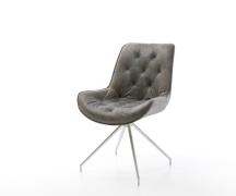 DELIFE Eetkamerstoel Taimi-Flex microvelours grijs antiek kruisframe c...
