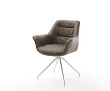 DELIFE Eetkamerstoel Kaira-Flex microvelours taupe vintage kruisframe ...