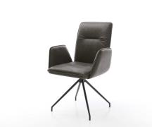 DELIFE Eetkamerstoel Vinja-Flex microvelours antraciet vintage kruisfr...