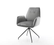 DELIFE Eetkamerstoel Zoa-Flex fluweel grijs kruisframe conisch zwart p...