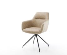 DELIFE Eetkamerstoel Pejo-Flex microvelours beige vintage kruisframe c...