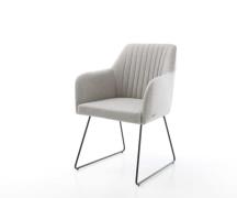 DELIFE Eetkamerstoel Greg-Flex stripes lichtgrijs slipframe zwart