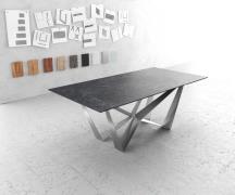 DELIFE Eettafel Edge 200x100cm Laminam® keramiek grijs middenpoot vlak...