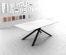 DELIFE Eettafel Edge 200x100cm Laminam® keramiek wit middenpoot kruis ...