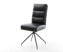 DELIFE Eetkamerstoel Pela-Flex echt leer zwart kruisframe conisch zwar...