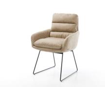 DELIFE Eetkamerstoel Abelia-Flex met armleuning microvelours beige vin...