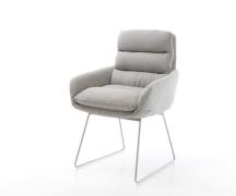 DELIFE Eetkamerstoel Abelia-Flex met armleuning stripes lichtgrijs sli...