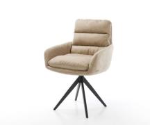 DELIFE Eetkamerstoel Abelia-Flex met armleuning microvelours beige vin...