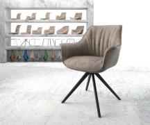 DELIFE Eetkamerstoel Keila-Flex met armleuning microvelours taupe vint...
