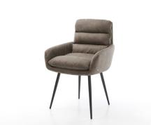 DELIFE Eetkamerstoel Abelia-Flex met armleuning microvelours taupe vin...