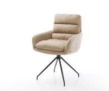 DELIFE Eetkamerstoel Abelia-Flex met armleuning microvelours beige vin...