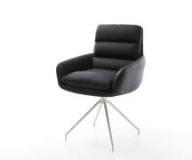 DELIFE Eetkamerstoel Abelia-Flex met armleuning echt leer zwart kruisf...