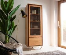 DELIFE Vitrinekast Stonegrace 60x175 acacia natuur 1 deur 2 laden stee...