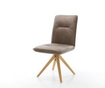 DELIFE Eetkamerstoel Vinjo-Flex microvelours taupe vintage houten fram...