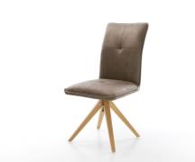 DELIFE Eetkamerstoel Maddy-Flex microvelours taupe vintage houten fram...