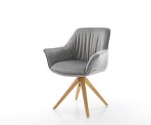 DELIFE Eetkamerstoel Keila-Flex met armleuning fluweel grijs houten fr...