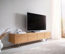 DELIFE Tv-meubel Kayu 200 cm acacia natuur 4 deuren V-poot