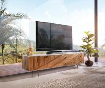 DELIFE Tv-meubel Bahan 175 cm mango teak  2 deuren 2 schuifladen marme...