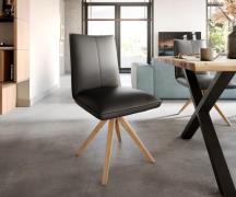 DELIFE Eetkamerstoel Lelio-Flex echt leer zwart houten frame hoekig na...