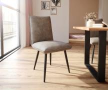 DELIFE Eetkamerstoel Lelio-Flex microvelours taupe vintage 4-poot coni...