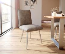 DELIFE Eetkamerstoel Lelio-Flex microvelours taupe vintage 4-poot coni...