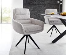 DELIFE Eetkamerstoel Abelia-Flex met armleuning koord zilver grijs kru...