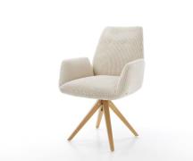 DELIFE Eetkamerstoel Zoa-Flex koord beige houten frame hoekig natuur p...