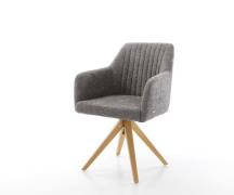 DELIFE Eetkamerstoel Greg-Flex bouclé grijs houten frame hoekig natuur