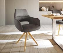 DELIFE Eetkamerstoel Yago-Flex met armleuning microvelours antraciet v...